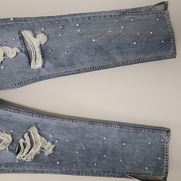 Jonathan Simkhai Pearl-Embellished Boyfriend Jeans Size 29 - Picture 7 of 16
